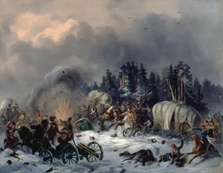 Escena de la guerra ruso-francesa en 1812